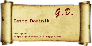Getto Dominik névjegykártya